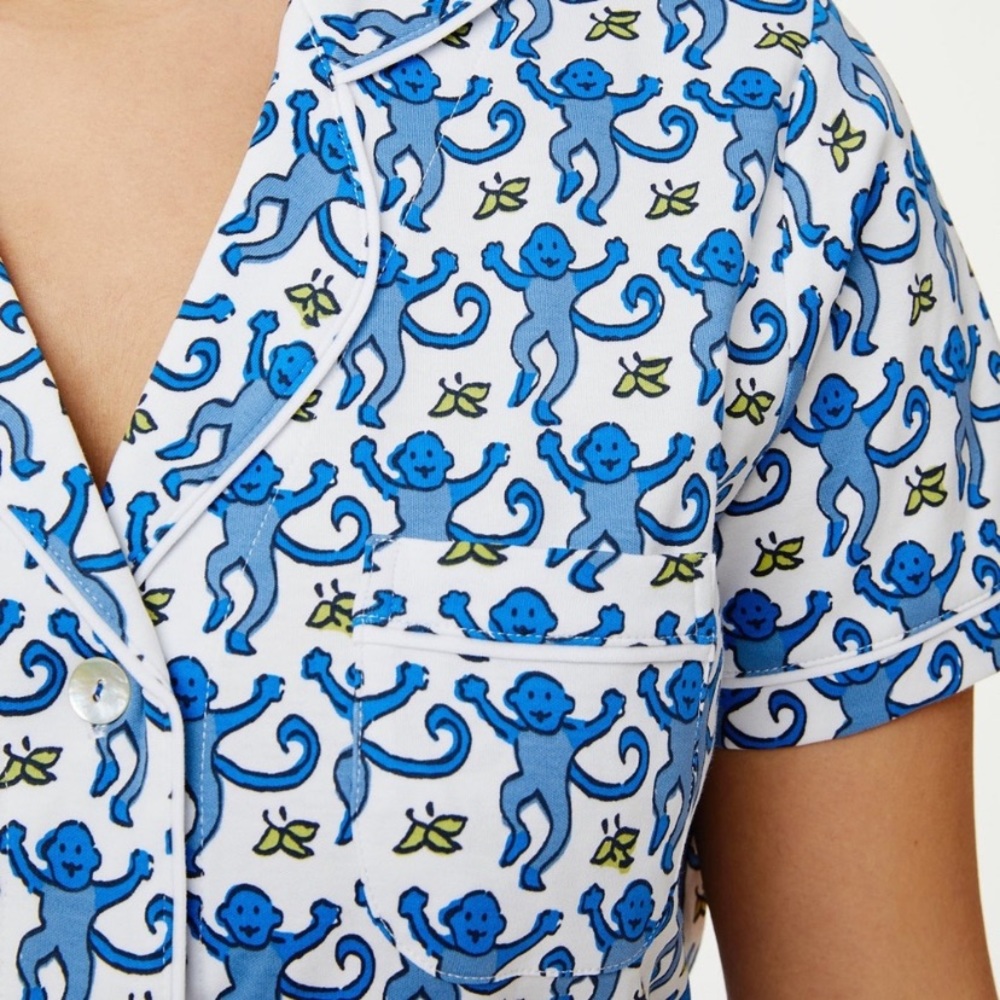 SOLD!!New with tags Roller Rabbit Blue Monkey Shorts Polo Pajama Set